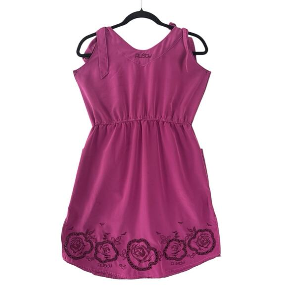 Vintage Y2K Rusty Girls Pink Embroidered Rose Dress Size 12 - Picture 3 of 6